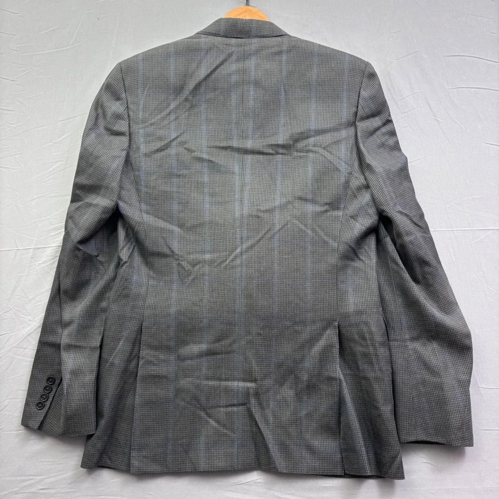 Canali Mens Grey Blue Glen Plaid Two Button Blazer Made in Italy US Size 40